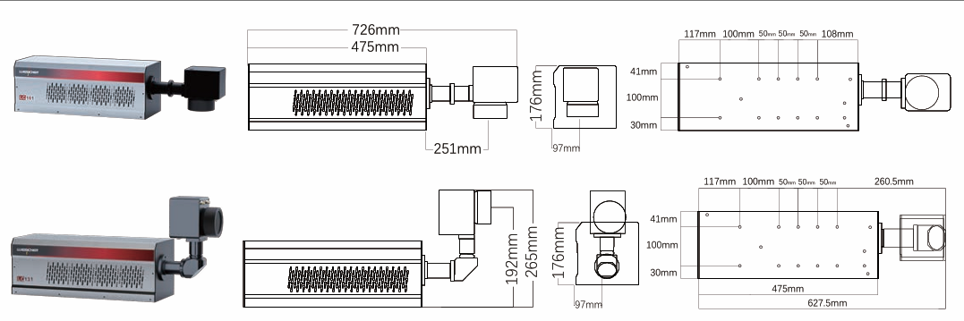 Abmessungen und technisches Referenzdiagramm des CO2-Lasers LC130