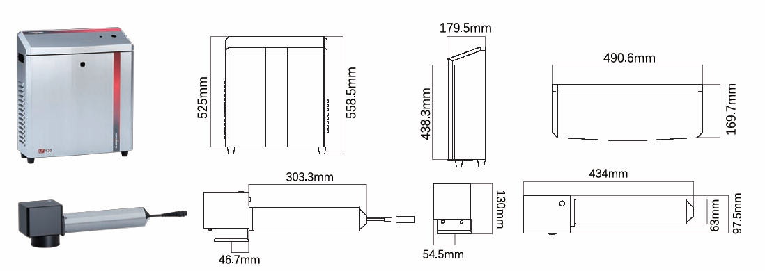 Abmessungen und technisches Referenzdiagramm des Faserlasers LF100