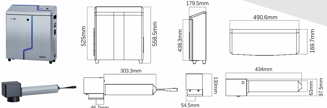 Technisches Referenzdiagramm der Faserlaserbeschriftungsmaschine M500F