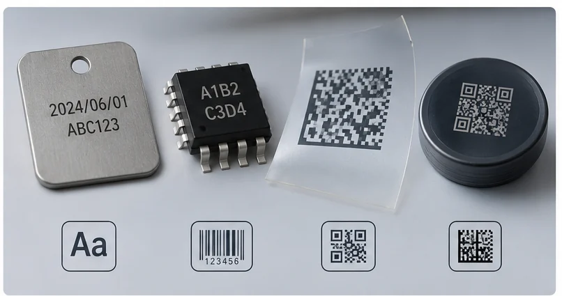 Industrielle Lasermarkierungsanforderungen für Text-, Barcode-, QR- und DataMatrix-Codes